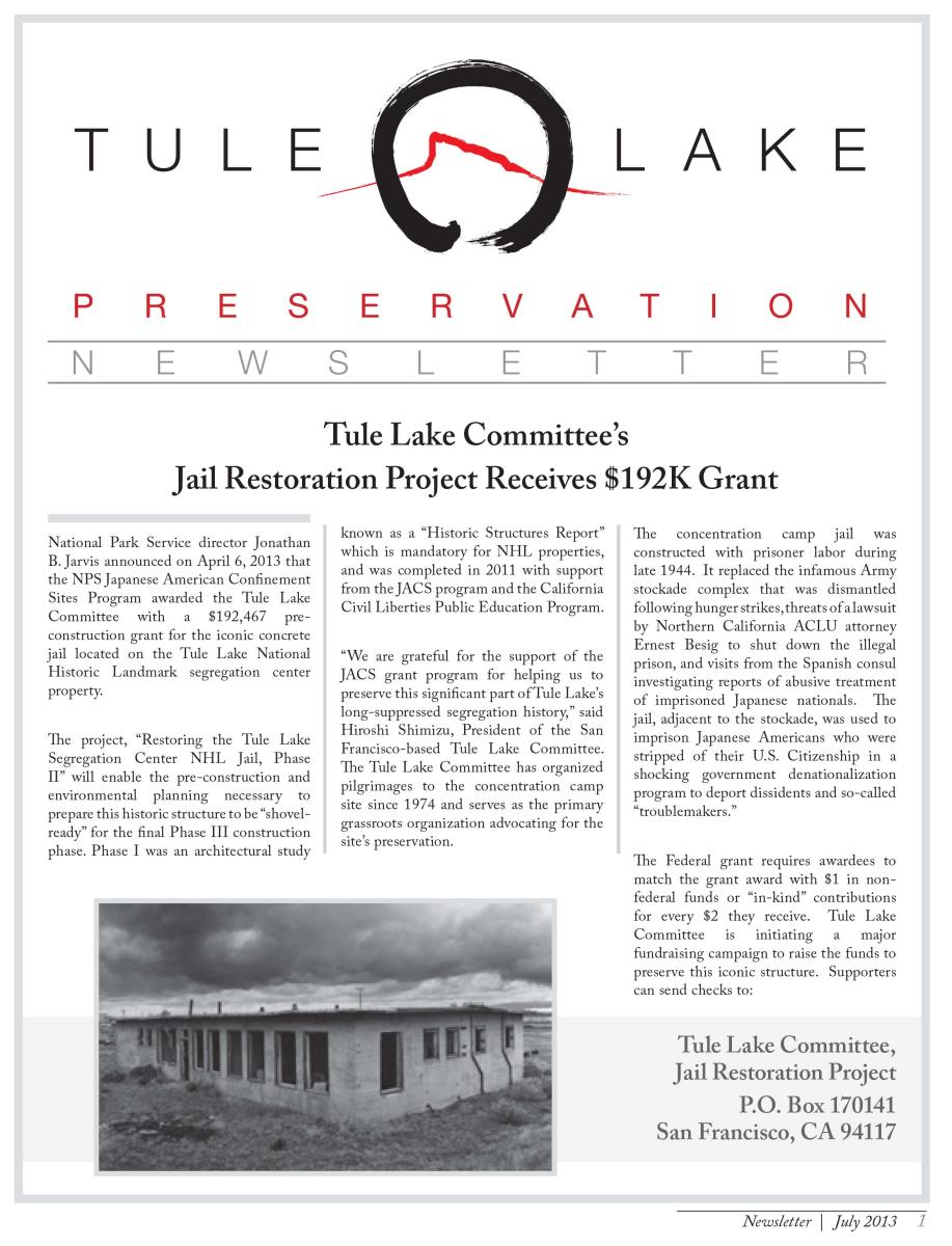 2013 Tule Lake Preservation Committee Newsletter