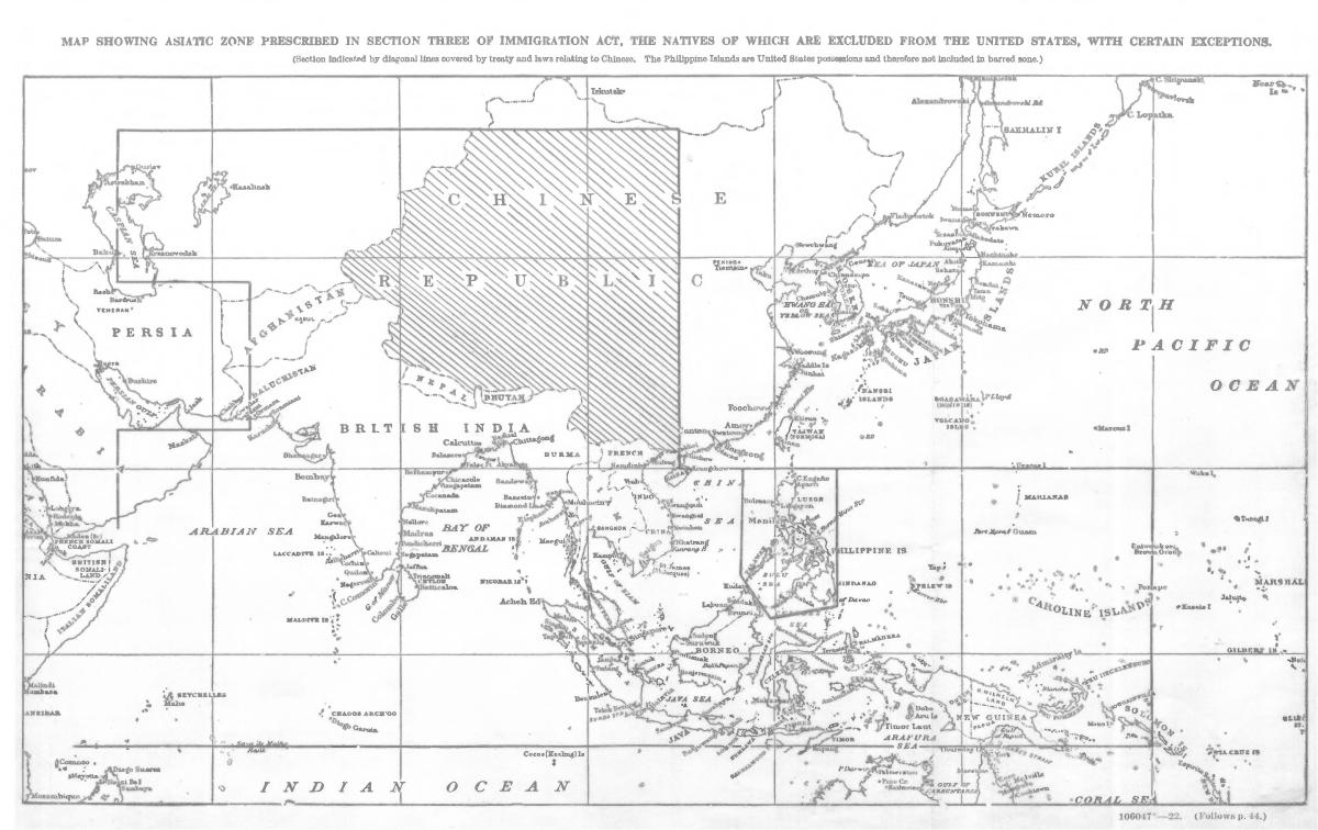 Asiatic Barred Zone Map 1917