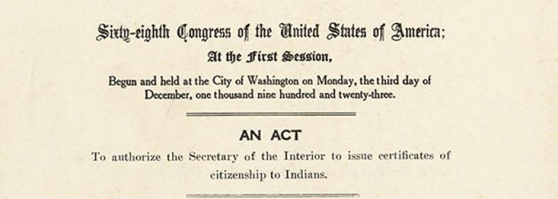 Top portion of the American Indian Citizenship Act of 1924