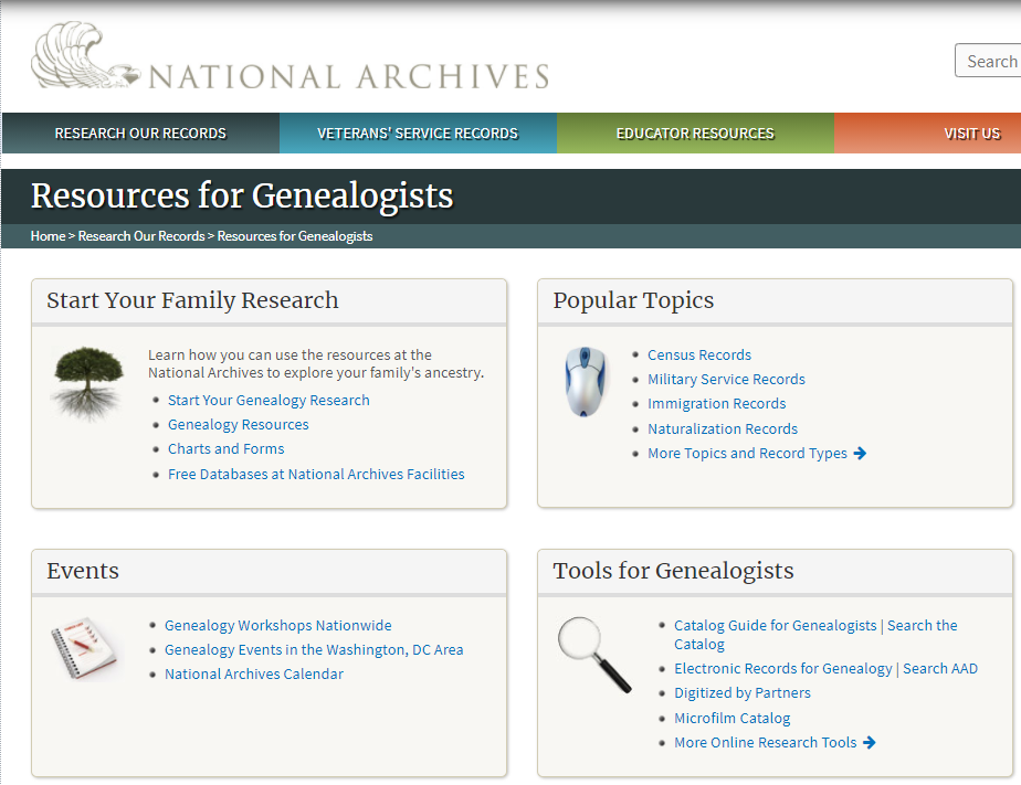 Genealogy Series: Finding Genealogy Resources And Tools On Archives.gov ...