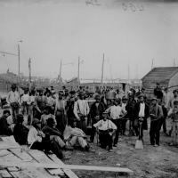 14. Black laborers on a wharf, James River, Va.