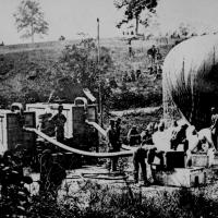 16. Federal observation balloon Intrepid being inflated. Battle of Fair Oaks, Va., May 1862.