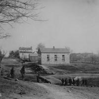 91. Main street and church guarded by Union soldiers, Centreville, Va., May 1862.