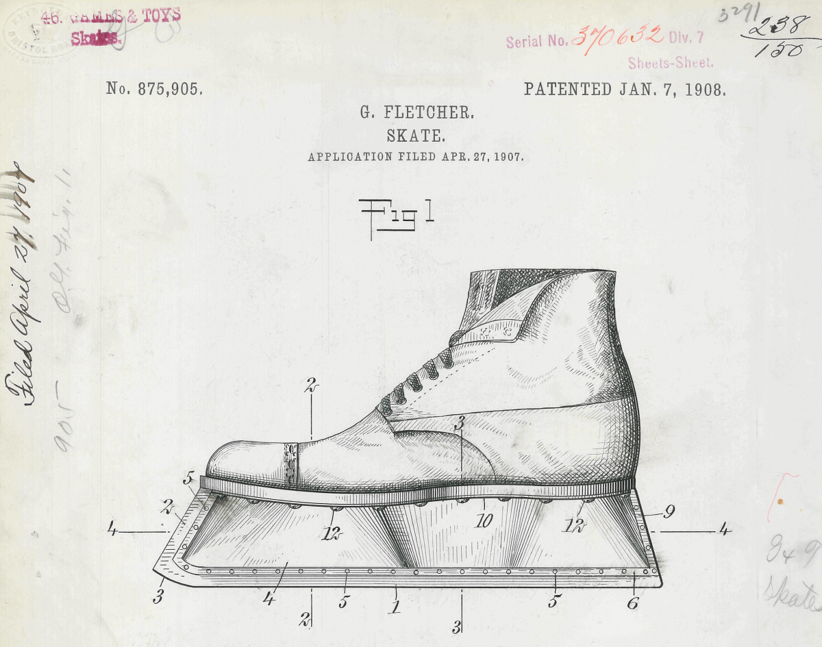 Hockey skate patent drawing